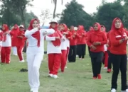 Ketua YJI Lampung Selatan Memimpin Aksi Senam Jantung Bersama Masyarakat Merbau Mataram