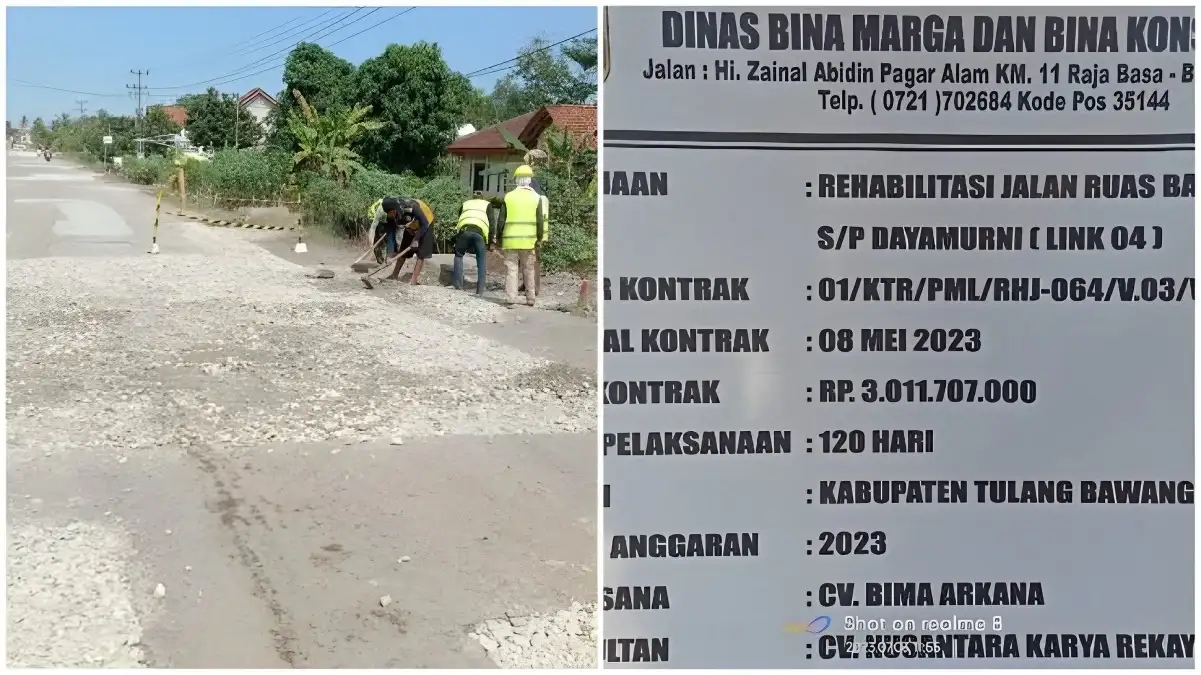 Pemerintah Memulai Perbaikan Jalan Simpang Daya Murni Tubaba Setelah Menerima Dana Rp3,01 Miliar