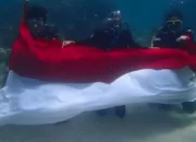Semarak di Bawah Laut: Klub Selam Anemon Unila dan Bendera Merah Putih Menghiasi Laut Pahawang dalam Perayaan HUT ke-78 RI