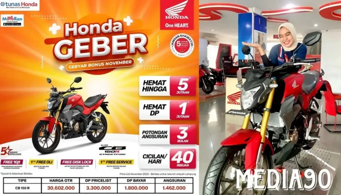 Promo Menarik dari Dealer Honda Raden Intan: Diskon hingga Rp1,1 Juta untuk Honda CB150R Streetfire dan CB150X!