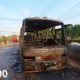 Bus Terbakar di Jalan Lintas Tumijajar Tulangbawang Barat, Sopir Luka Bakar Lolos Selamatkan Diri