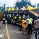 Dua Truk Fuso Tabrakan di Pekon Sanggi Tanggamus, Sopir Dilarikan ke RS Batin Mangunang