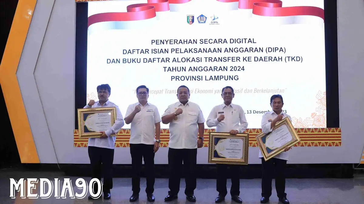 Gubernur Arinal Djunaidi Serahkan Secara Digital DIPA dan Daftar Alokasi TKD Tahun Anggaran 2024 Provinsi Lampung