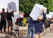 Dibungkus Plastik dan Pelampung, 40 Kotak Logistik Pemilu Dikirim ke Pulau Sebesi Lampung Selatan