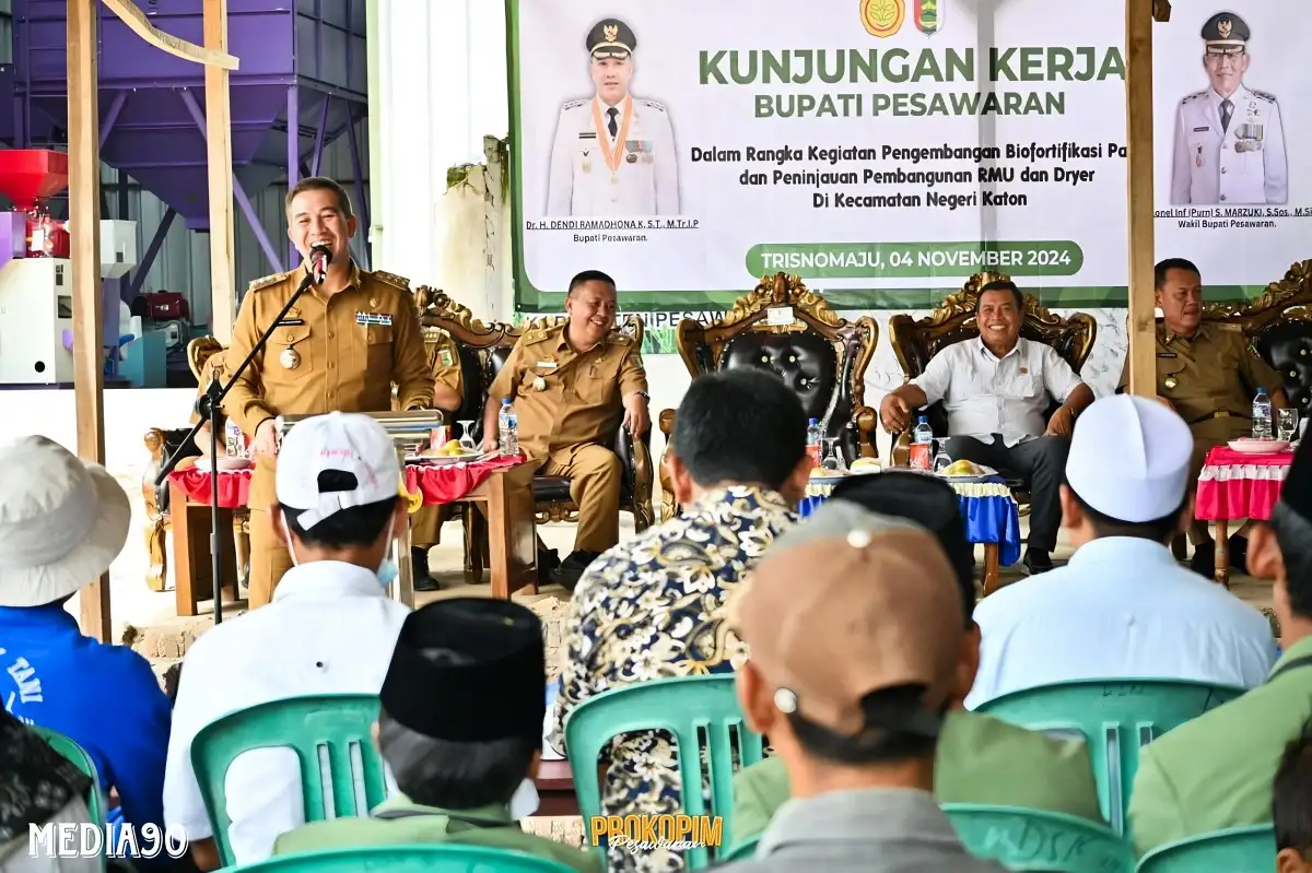 Bupati Pesawaran Tinjau Pengembangan Biofortifikasi Padi dan Fasilitas Pengolahan RMU dan Dryer di Negeri Katon