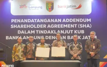 Bank Lampung Teken Addendum Shareholder Agreement dengan Bank Jatim